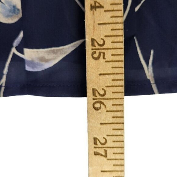 Pendleton Midi Skirt Suit Size 10 Lightweight Floral Navy Button Front Blouse - Picture 6 of 11